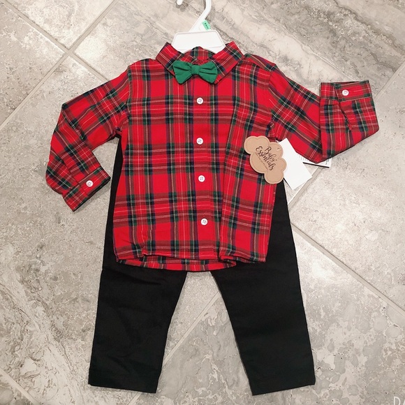 2-Piece Boys Holiday Outfit Plaid Red & Black from Baby Essentials Size 18M NWT - Picture 2 of 9
